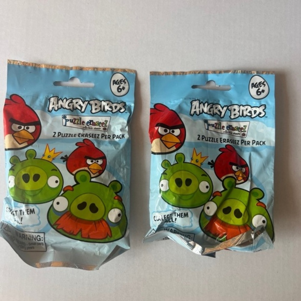 2 Packs Angry Birds Space Collective Puzzle Eraser Sealed Packs New